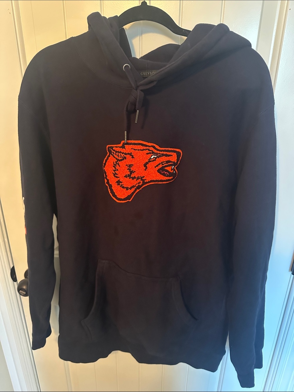 Greyson Black Hoodie with Orange Tiger Patch